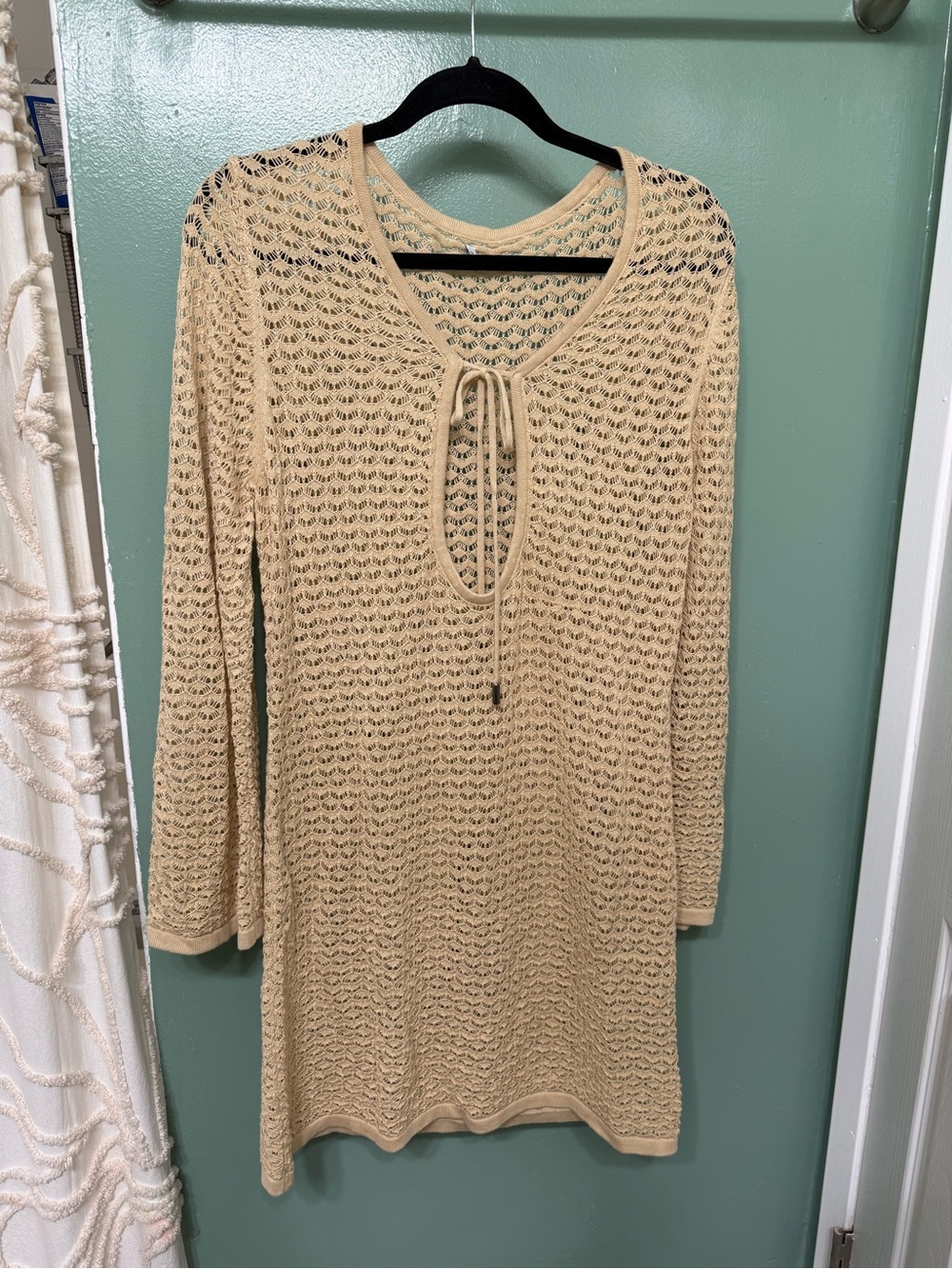Women’s Crochet Swim Cover-Up Tunic in Beige